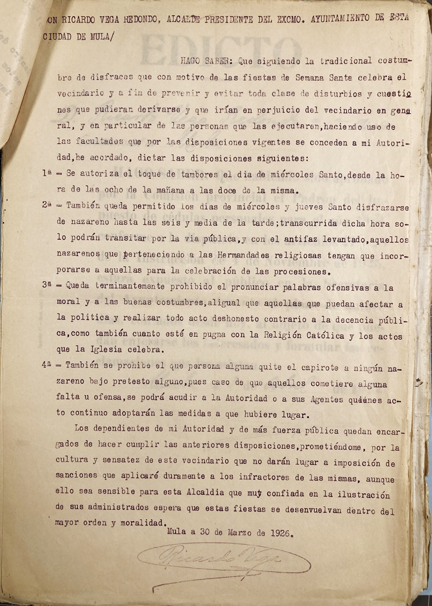 Bando Ciudad de Mula Año 1926 (1)