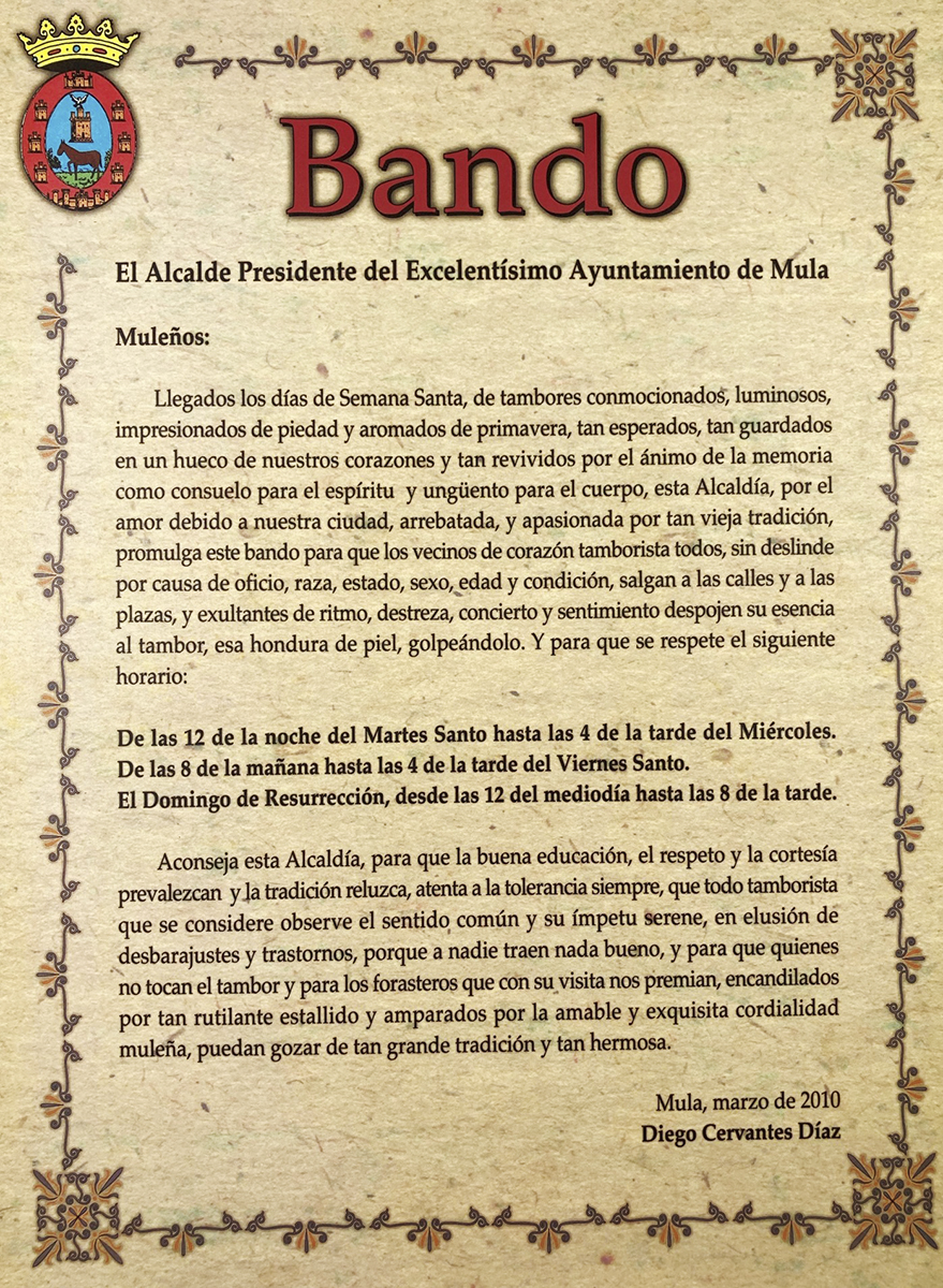 "Bando" (Schlagzeugwerbung) Stadt Mula Jahr 2010