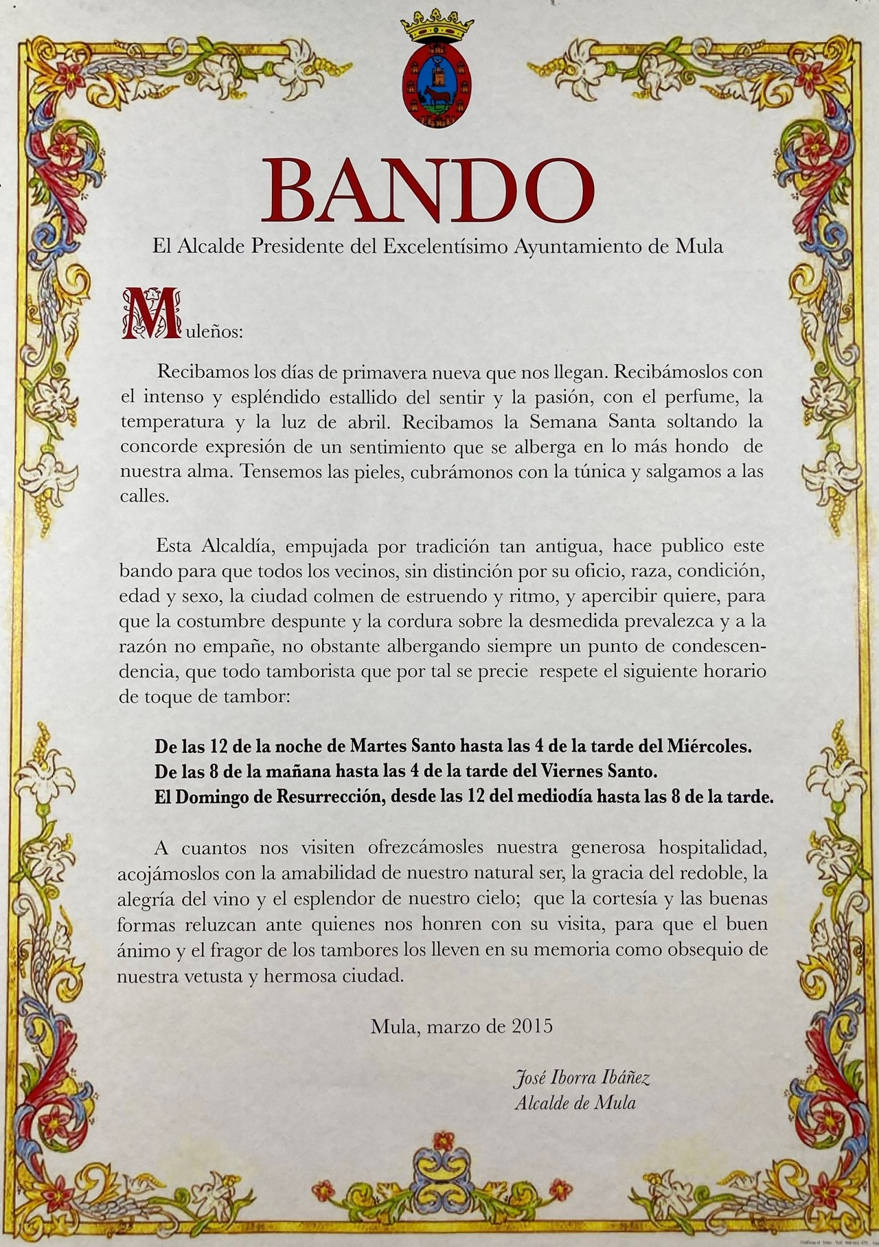 "Bando" (Schlagzeugwerbung) Stadt Mula Jahr 2015